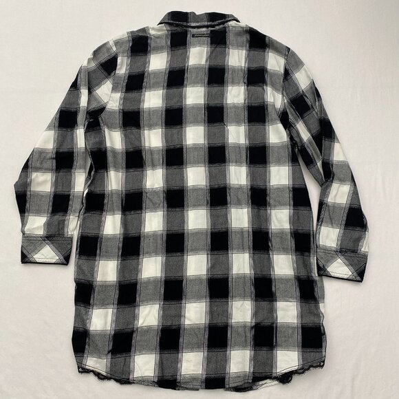 Victorias Secret Nightgown Sleep Shirt Pajamas Womens Large Black White Plaid - Picture 2 of 9